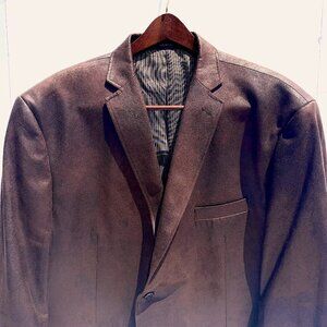 Men’s Calvin Klein Faux Suede 2-Button Sport Coat Blazer, Brown, 52R Big & Tall